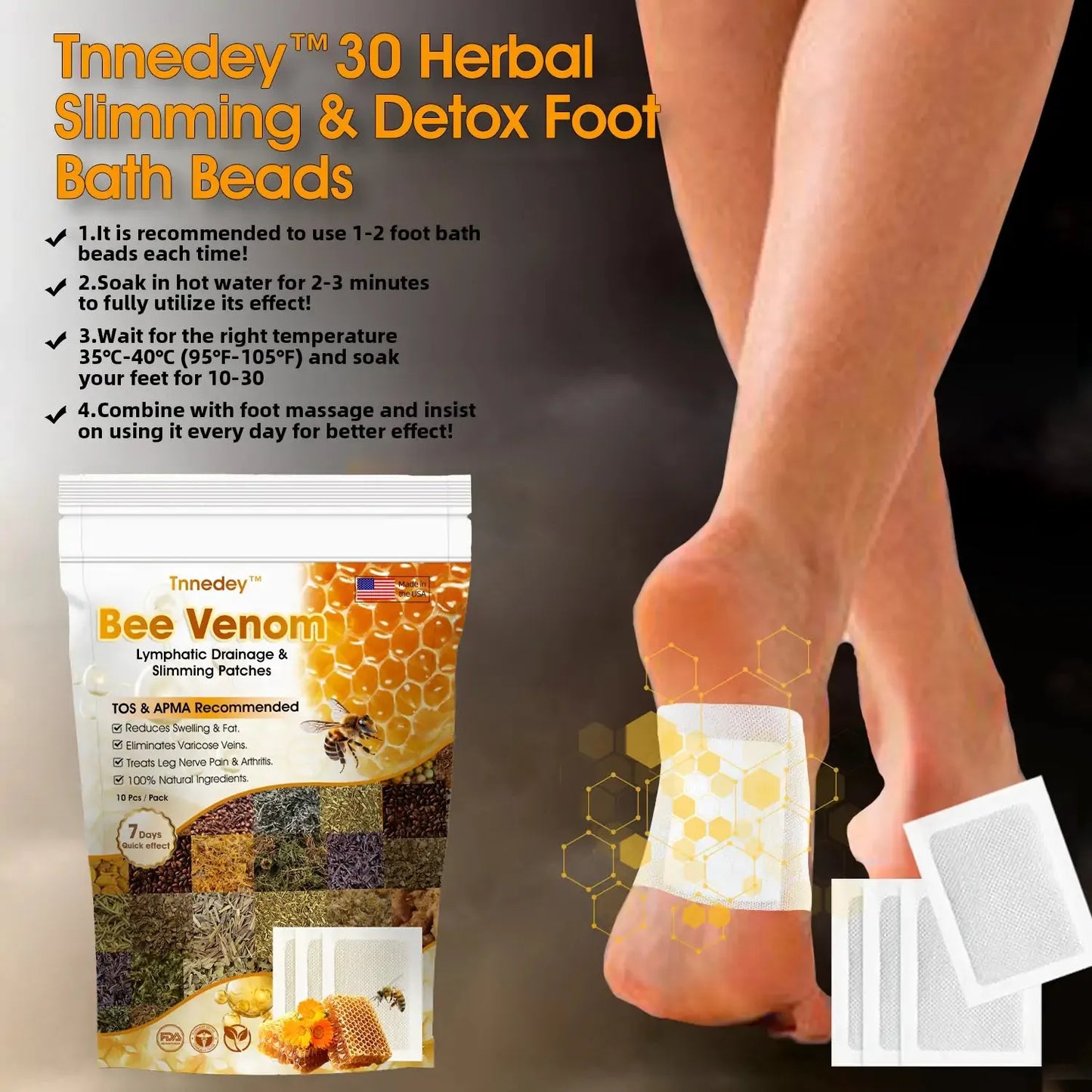 Bee Venom Lymphatic Drainage Foot Patches 🌿👣