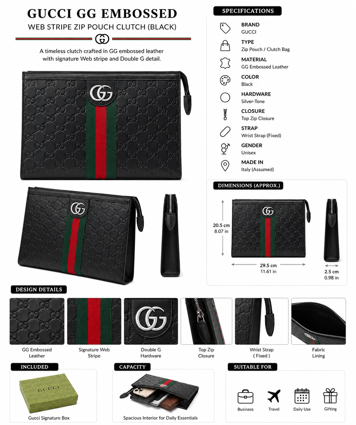 Gucci GG Embossed Leather Bag