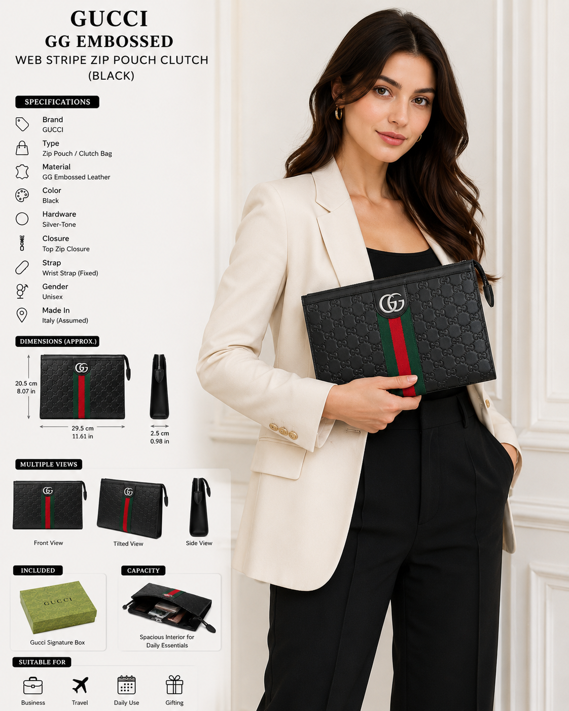 Gucci GG Embossed Leather Bag